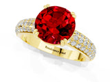 Yellow gold Round Cut Cut Pave Diamond Engagement Ring with Channel Set Band and Four-Prong Setting_1