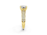 Yellow gold Round Cut Cut Pave Diamond Engagement Ring with Channel Set Band and Four-Prong Setting_2