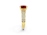 Yellow gold Round Cut Cut Pave Diamond Engagement Ring with Channel Set Band and Four-Prong Setting_2