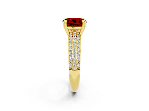Yellow gold Round Cut Cut Pave Diamond Engagement Ring with Channel Set Band and Four-Prong Setting_2