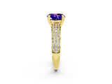 Yellow gold Round Cut Cut Pave Diamond Engagement Ring with Channel Set Band and Four-Prong Setting_2