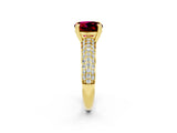 Yellow gold Round Cut Cut Pave Diamond Engagement Ring with Channel Set Band and Four-Prong Setting_2