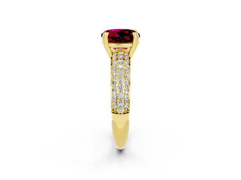 Yellow gold Round Cut Cut Pave Diamond Engagement Ring with Channel Set Band and Four-Prong Setting_2