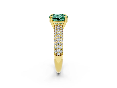 Yellow gold Round Cut Cut Pave Diamond Engagement Ring with Channel Set Band and Four-Prong Setting_2