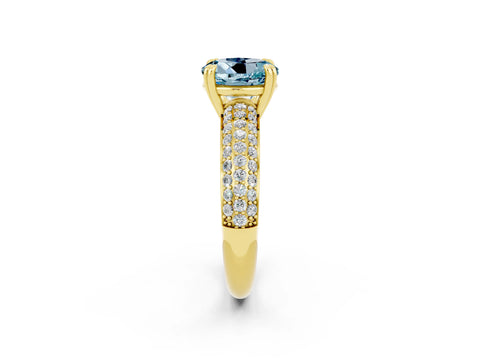 Yellow gold Round Cut Cut Pave Diamond Engagement Ring with Channel Set Band and Four-Prong Setting_2