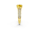 Yellow gold Round Cut Cut Pave Diamond Engagement Ring with Channel Set Band and Four-Prong Setting_2