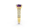 Yellow gold Round Cut Cut Pave Diamond Engagement Ring with Channel Set Band and Four-Prong Setting_2