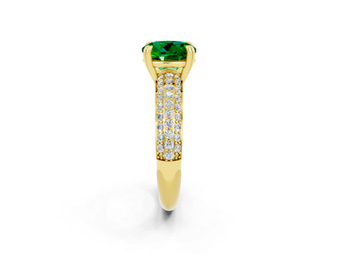 Yellow gold Round Cut Cut Pave Diamond Engagement Ring with Channel Set Band and Four-Prong Setting_2