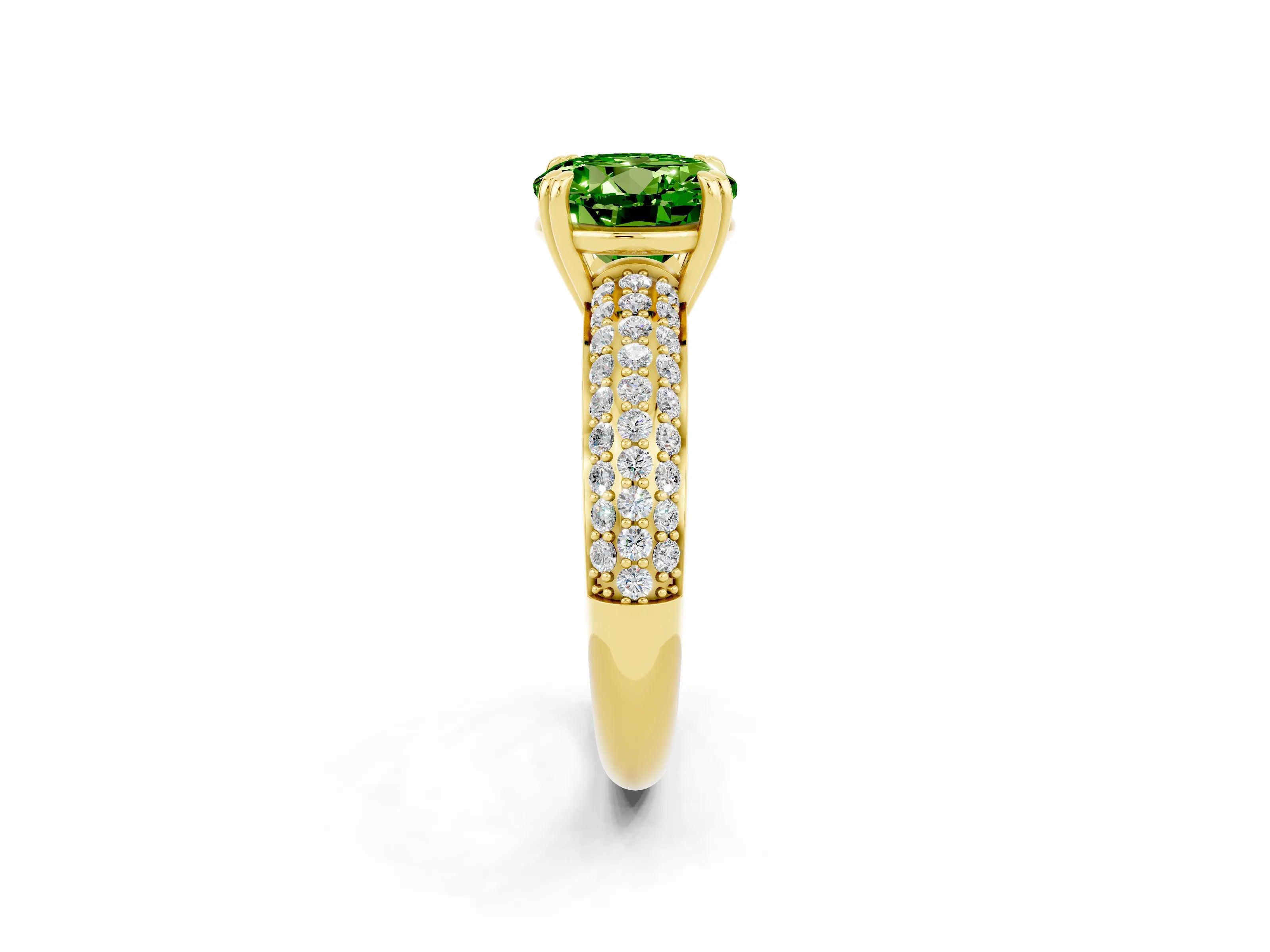 Yellow gold Round Cut Cut Pave Diamond Engagement Ring with Channel Set Band and Four-Prong Setting_2