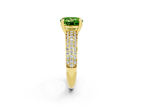 Yellow gold Round Cut Cut Pave Diamond Engagement Ring with Channel Set Band and Four-Prong Setting_2