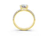 Yellow gold Round Cut Cut Pave Diamond Engagement Ring with Channel Set Band and Four-Prong Setting_3