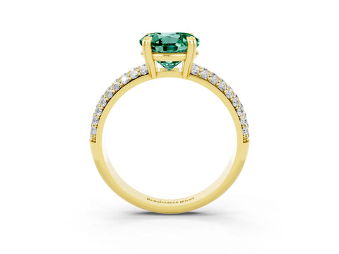 Yellow gold Round Cut Cut Pave Diamond Engagement Ring with Channel Set Band and Four-Prong Setting_3