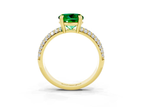 Yellow gold Round Cut Cut Pave Diamond Engagement Ring with Channel Set Band and Four-Prong Setting_3