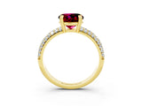 Yellow gold Round Cut Cut Pave Diamond Engagement Ring with Channel Set Band and Four-Prong Setting_3