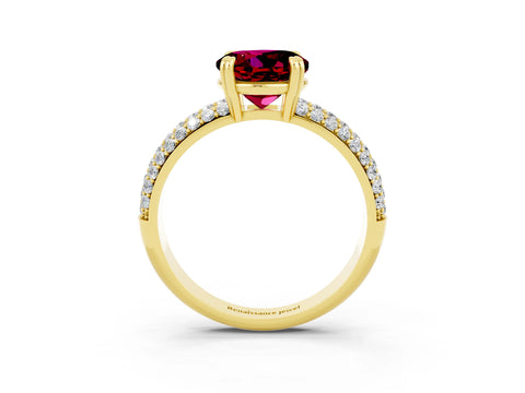 Yellow gold Round Cut Cut Pave Diamond Engagement Ring with Channel Set Band and Four-Prong Setting_3