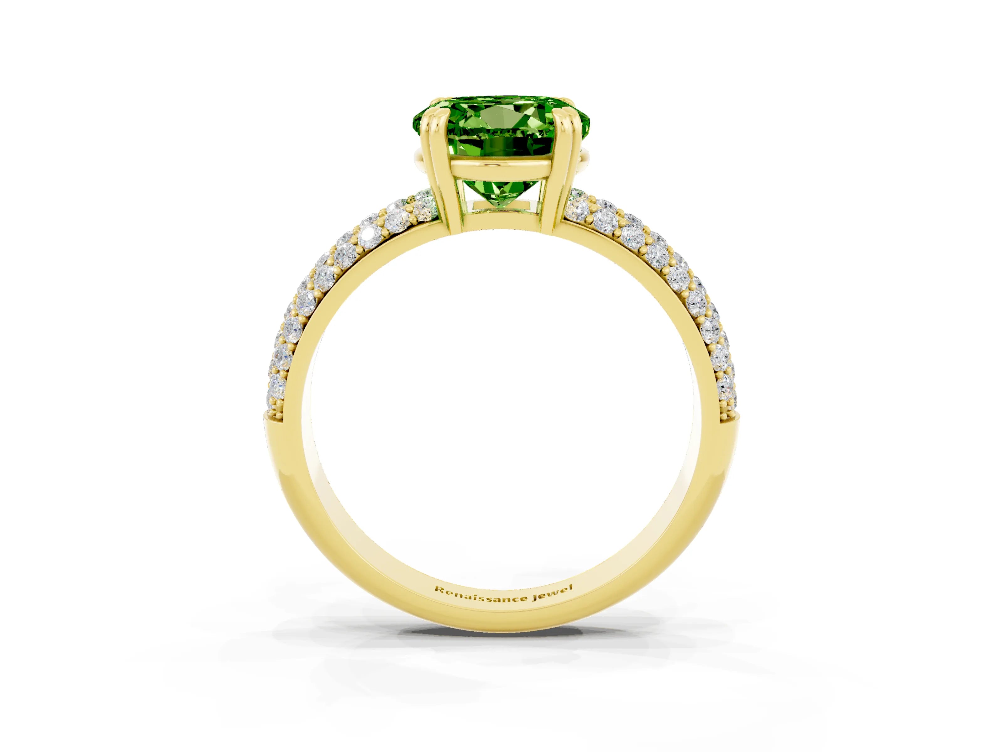 Yellow gold Round Cut Cut Pave Diamond Engagement Ring with Channel Set Band and Four-Prong Setting_3