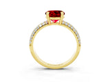 Yellow gold Round Cut Cut Pave Diamond Engagement Ring with Channel Set Band and Four-Prong Setting_3