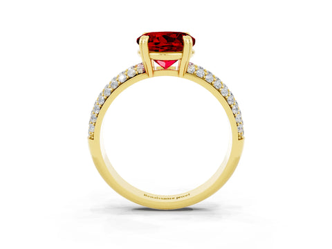 Yellow gold Round Cut Cut Pave Diamond Engagement Ring with Channel Set Band and Four-Prong Setting_3