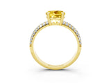 Yellow gold Round Cut Cut Pave Diamond Engagement Ring with Channel Set Band and Four-Prong Setting_3