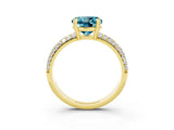 Yellow gold Round Cut Cut Pave Diamond Engagement Ring with Channel Set Band and Four-Prong Setting_3