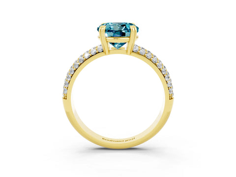 Yellow gold Round Cut Cut Pave Diamond Engagement Ring with Channel Set Band and Four-Prong Setting_3