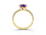 Yellow gold Round Cut Cut Pave Diamond Engagement Ring with Channel Set Band and Four-Prong Setting_3