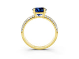 Yellow gold Round Cut Cut Pave Diamond Engagement Ring with Channel Set Band and Four-Prong Setting_3