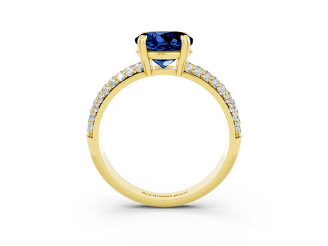 Yellow gold Round Cut Cut Pave Diamond Engagement Ring with Channel Set Band and Four-Prong Setting_3
