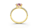 Yellow gold Round Cut Cut Pave Diamond Engagement Ring with Channel Set Band and Four-Prong Setting_3