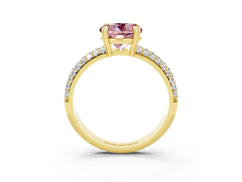 Yellow gold Round Cut Cut Pave Diamond Engagement Ring with Channel Set Band and Four-Prong Setting_3