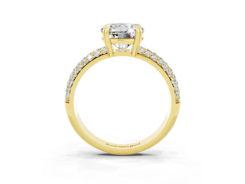 Yellow gold Round Cut Cut Pave Diamond Engagement Ring with Channel Set Band and Four-Prong Setting_3