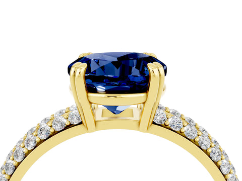 Yellow gold Round Cut Cut Pave Diamond Engagement Ring with Channel Set Band and Four-Prong Setting_4
