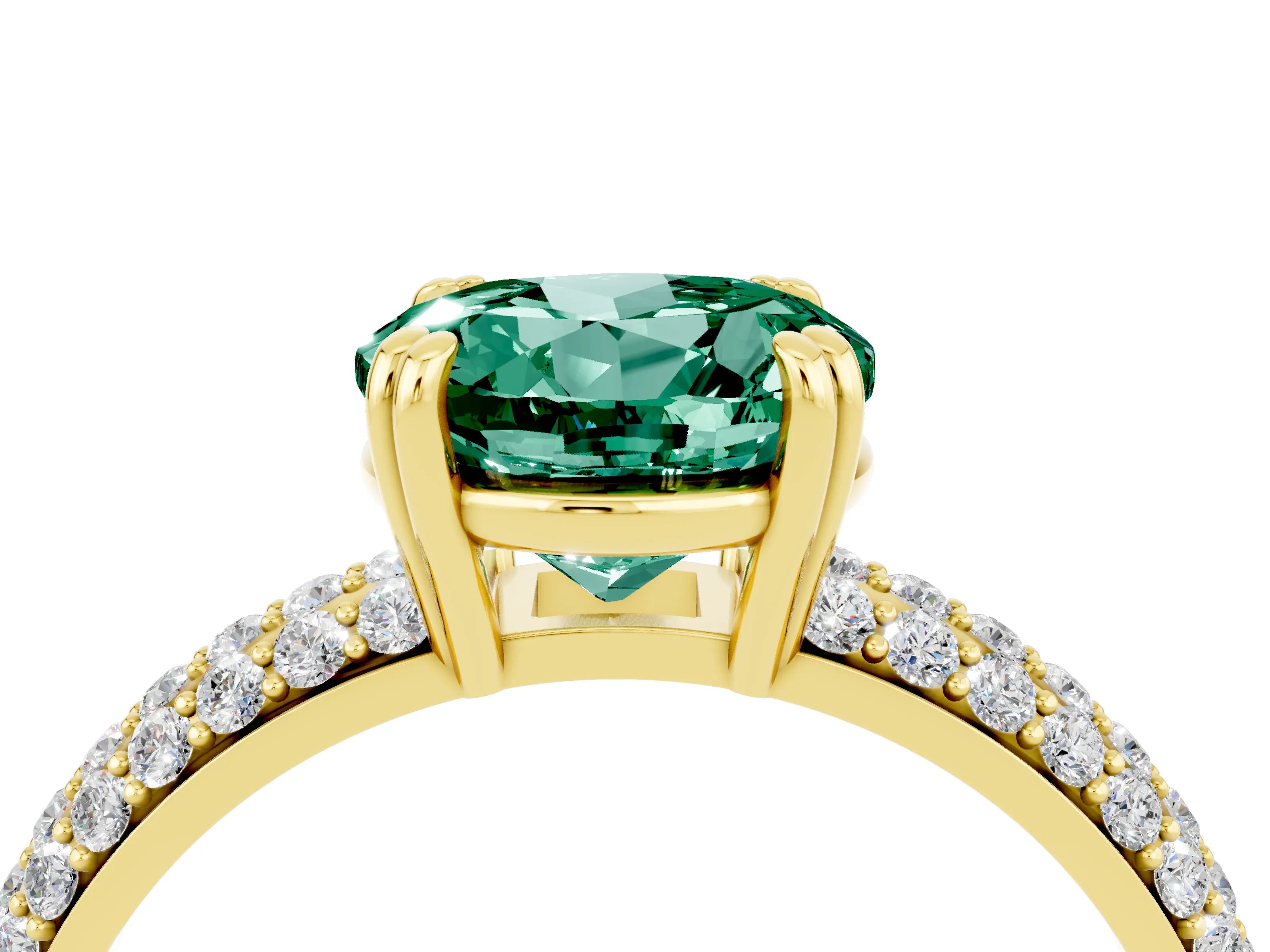 Yellow gold Round Cut Cut Pave Diamond Engagement Ring with Channel Set Band and Four-Prong Setting_4