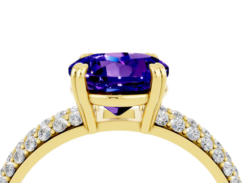 Yellow gold Round Cut Cut Pave Diamond Engagement Ring with Channel Set Band and Four-Prong Setting_4
