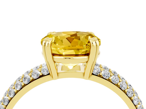 Yellow gold Round Cut Cut Pave Diamond Engagement Ring with Channel Set Band and Four-Prong Setting_4