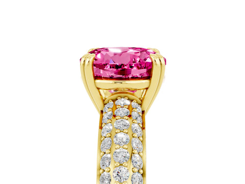 Yellow gold Round Cut Cut Pave Diamond Engagement Ring with Channel Set Band and Four-Prong Setting_5