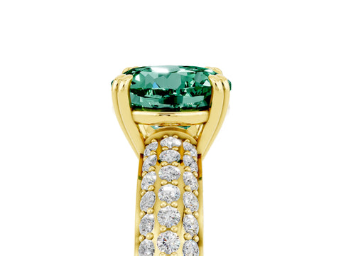 Yellow gold Round Cut Cut Pave Diamond Engagement Ring with Channel Set Band and Four-Prong Setting_5