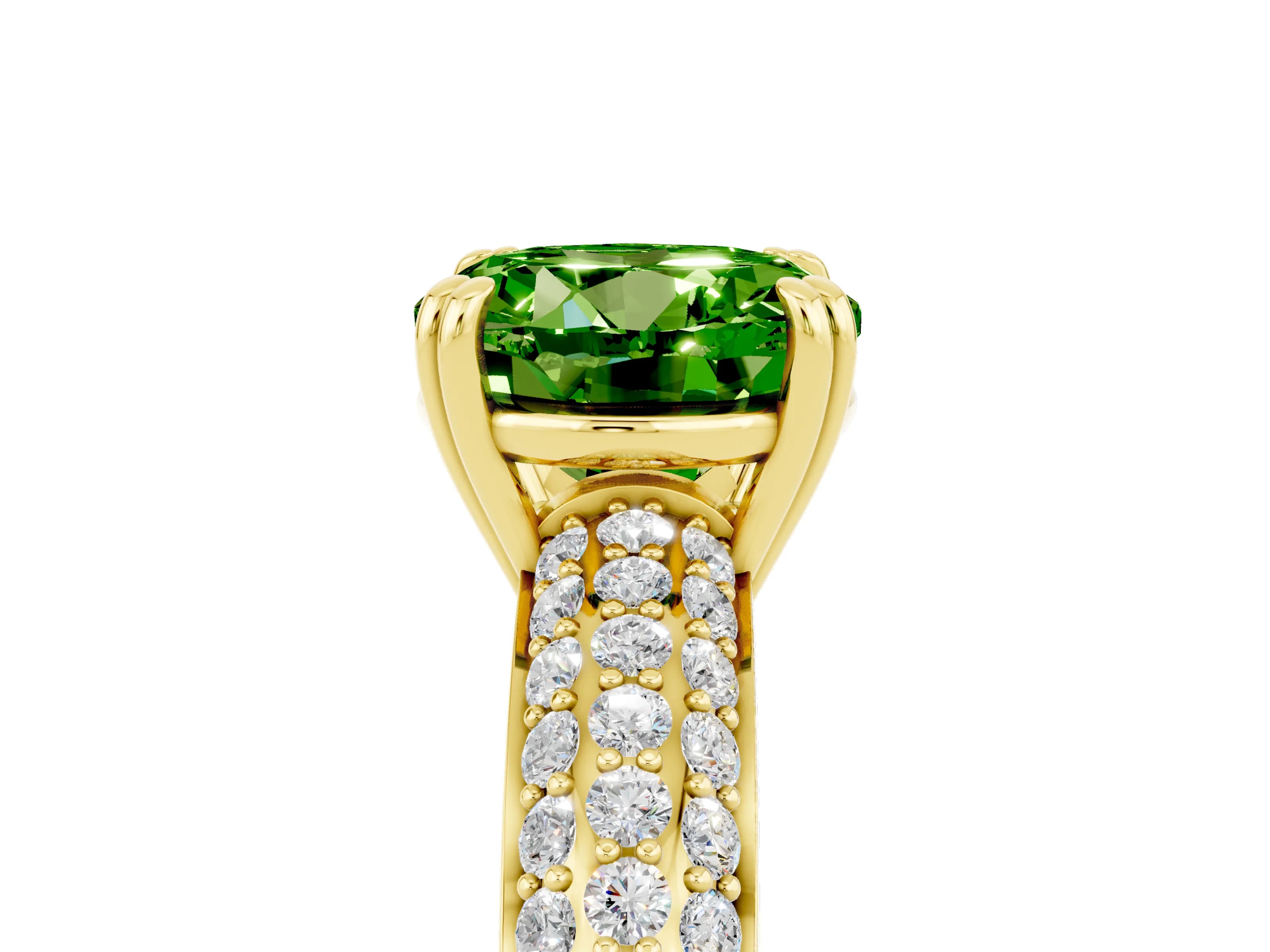 Yellow gold Round Cut Cut Pave Diamond Engagement Ring with Channel Set Band and Four-Prong Setting_5