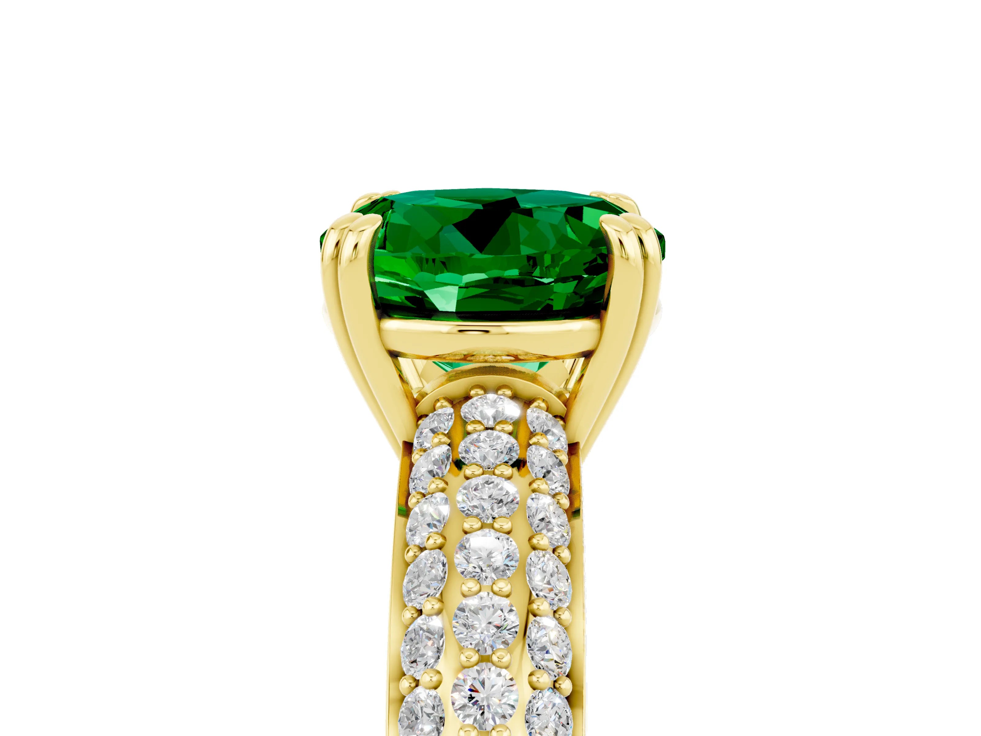 Yellow gold Round Cut Cut Pave Diamond Engagement Ring with Channel Set Band and Four-Prong Setting_5