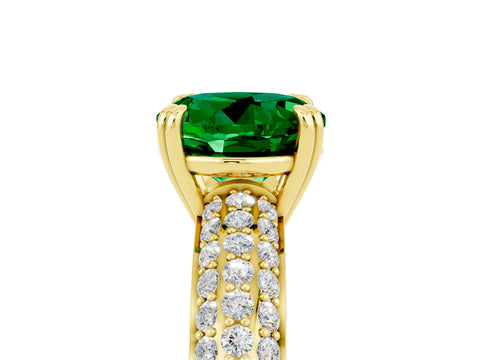 Yellow gold Round Cut Cut Pave Diamond Engagement Ring with Channel Set Band and Four-Prong Setting_5