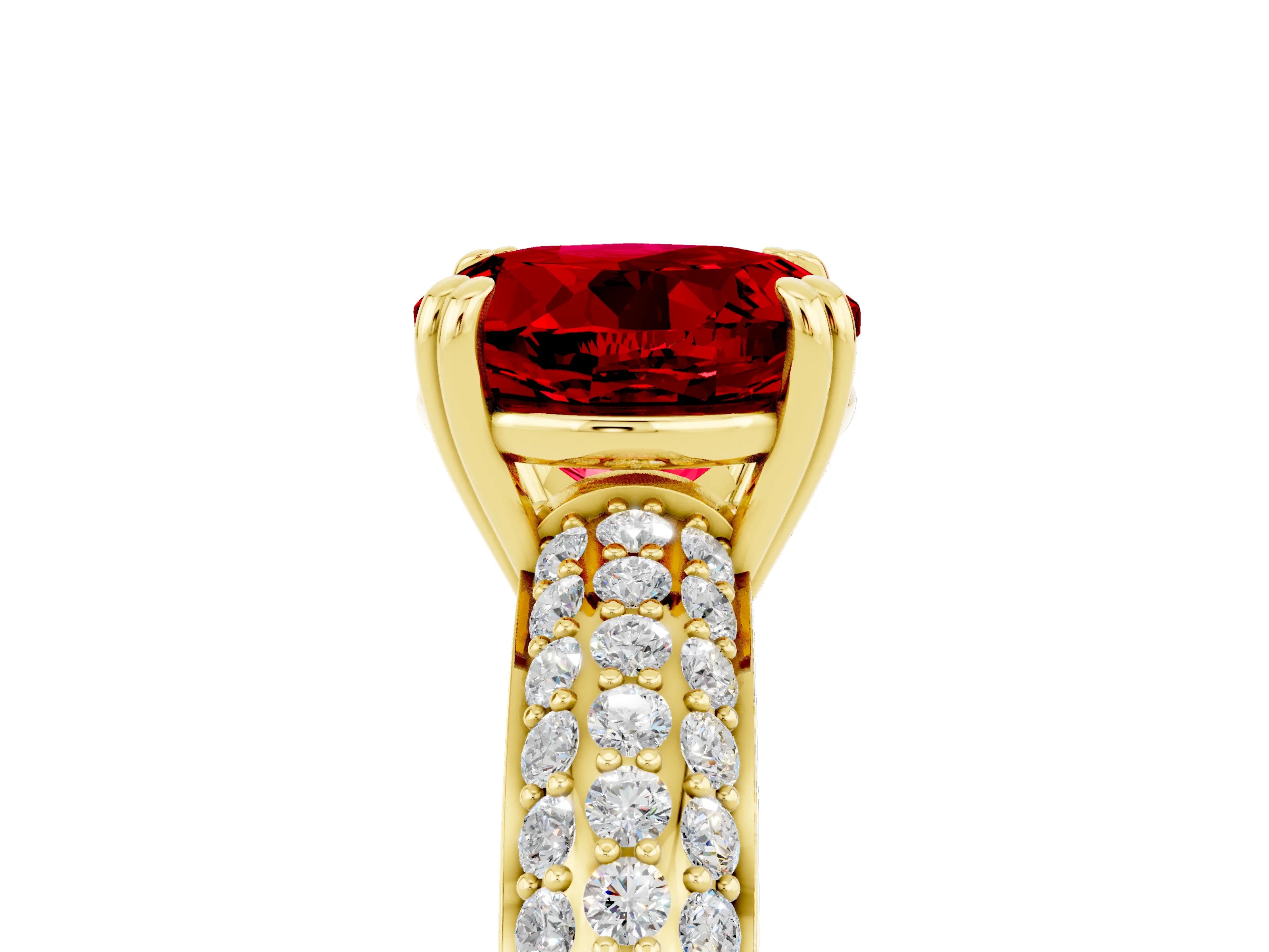 Yellow gold Round Cut Cut Pave Diamond Engagement Ring with Channel Set Band and Four-Prong Setting_5