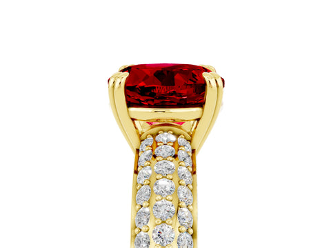 Yellow gold Round Cut Cut Pave Diamond Engagement Ring with Channel Set Band and Four-Prong Setting_5