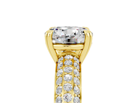Yellow gold Round Cut Cut Pave Diamond Engagement Ring with Channel Set Band and Four-Prong Setting_5
