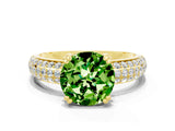 Yellow gold Round Cut Cut Pave Diamond Engagement Ring with Channel Set Band and Four-Prong Setting