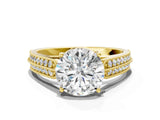 Yellow gold Round Cut Cut Pave Split Shank Engagement Ring with Four-Prong Setting_15