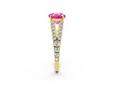 Yellow gold Round Cut Cut Split Shank Pave Diamond Engagement Ring with Four-Prong Setting_2
