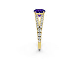 Yellow gold Round Cut Cut Split Shank Pave Diamond Engagement Ring with Four-Prong Setting_2