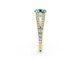 Yellow gold Round Cut Cut Split Shank Pave Diamond Engagement Ring with Four-Prong Setting_2