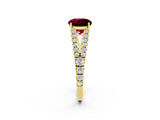 Yellow gold Round Cut Cut Split Shank Pave Diamond Engagement Ring with Four-Prong Setting_2