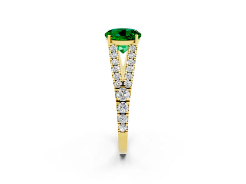 Yellow gold Round Cut Cut Split Shank Pave Diamond Engagement Ring with Four-Prong Setting_2